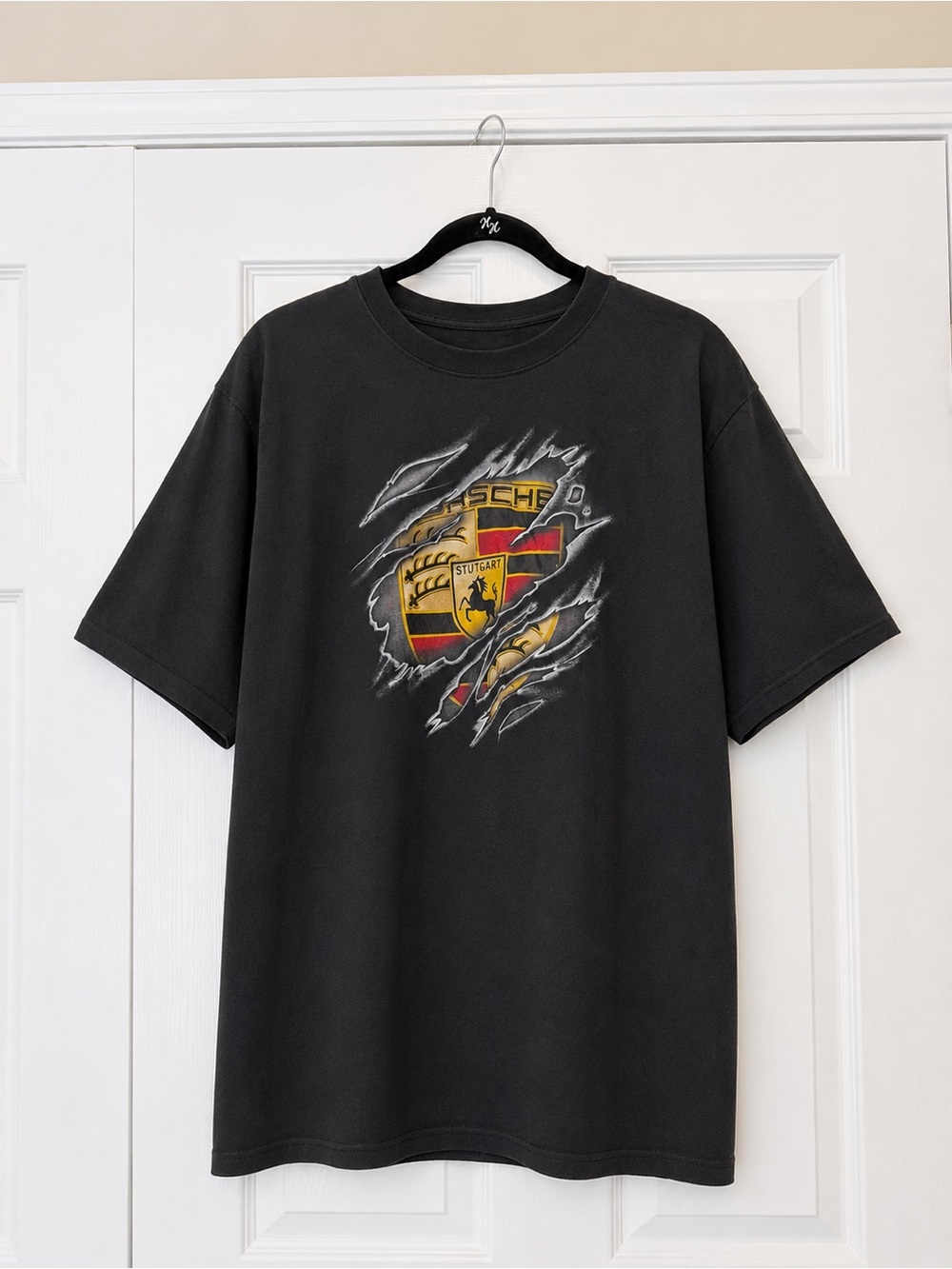 Porsche Crest Graphic T-Shirt Black Short Sleeve Men’s Size XXL